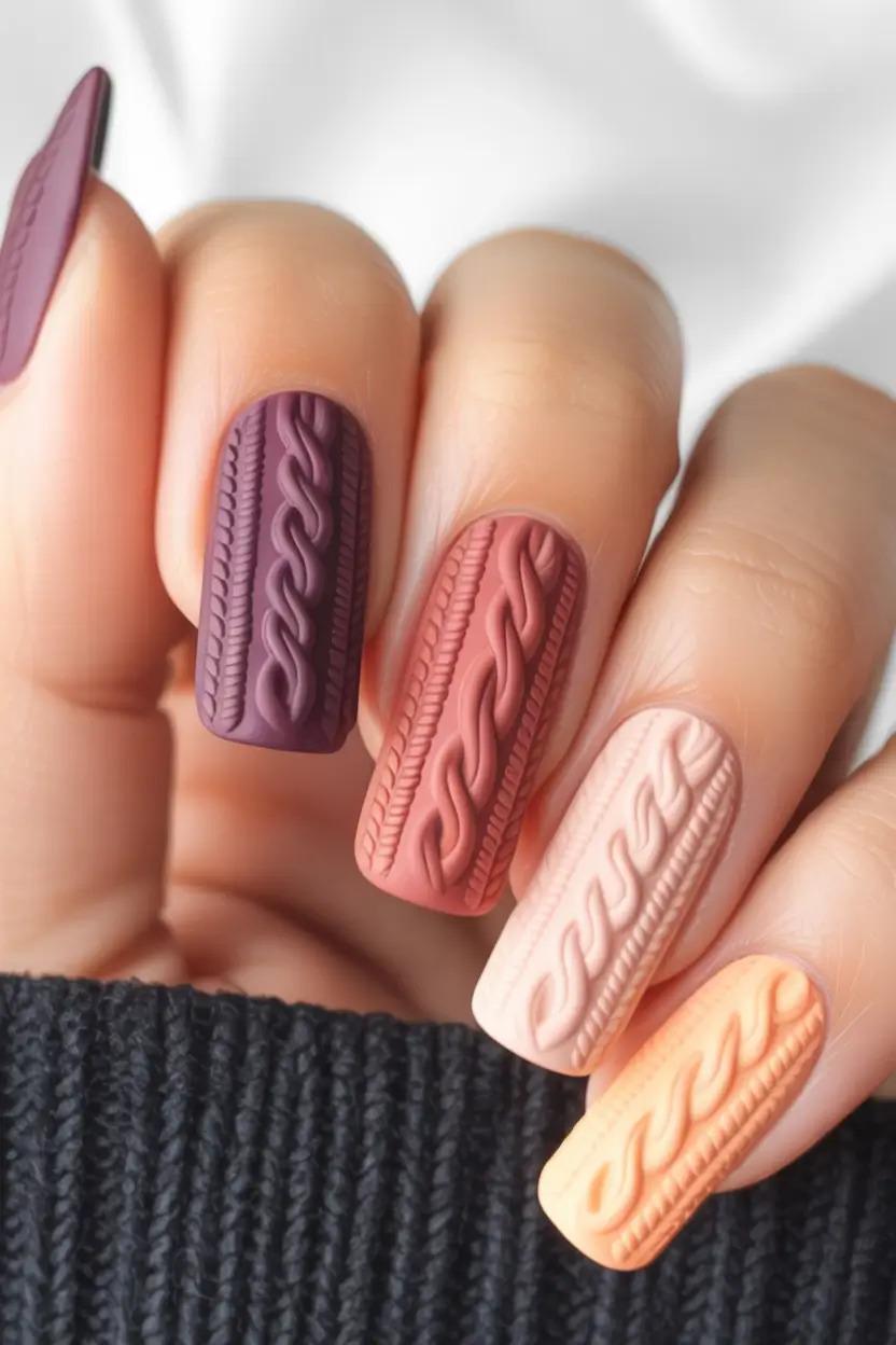 fall inspo nails Knitted Sweater Texture
