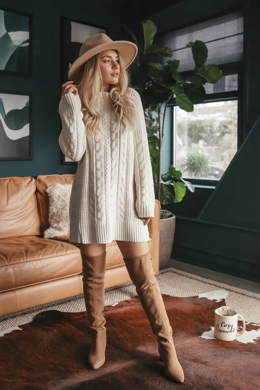 October outfits Cable Knit Dress with a Western Touch