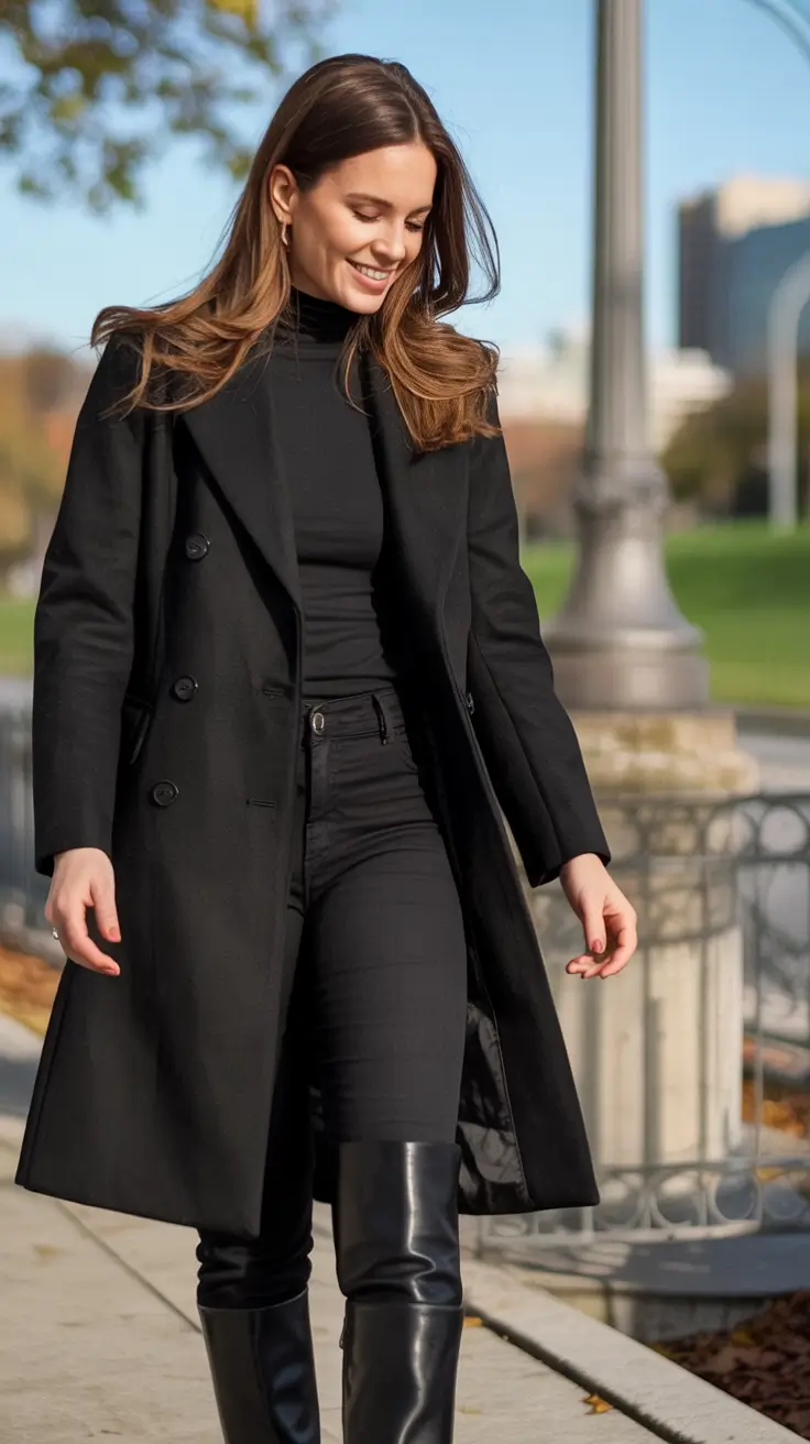 October outfits Classic Black Elegance with a Sharp Edge