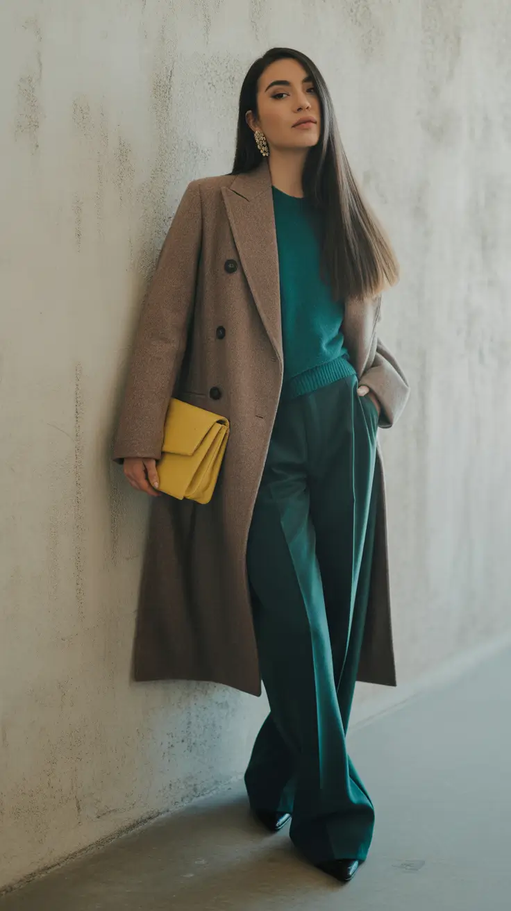 fall winter outfits Tailored Confidence in Jewel Tones