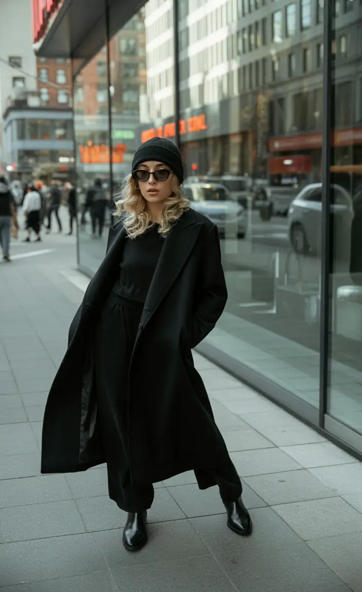 fall winter outfits All-Black City Chic