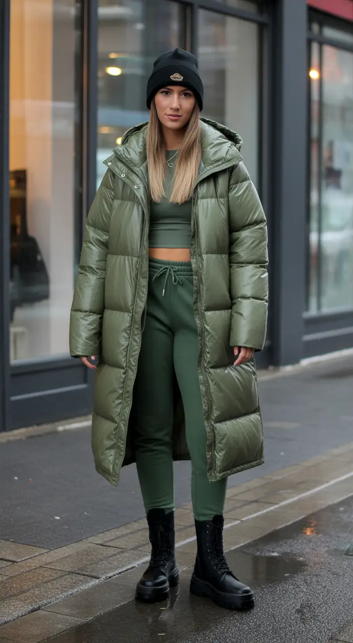 fall winter outfits Sporty All-Green Moment