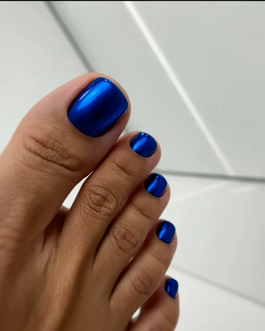 October toe nails Electric Sapphire Shine