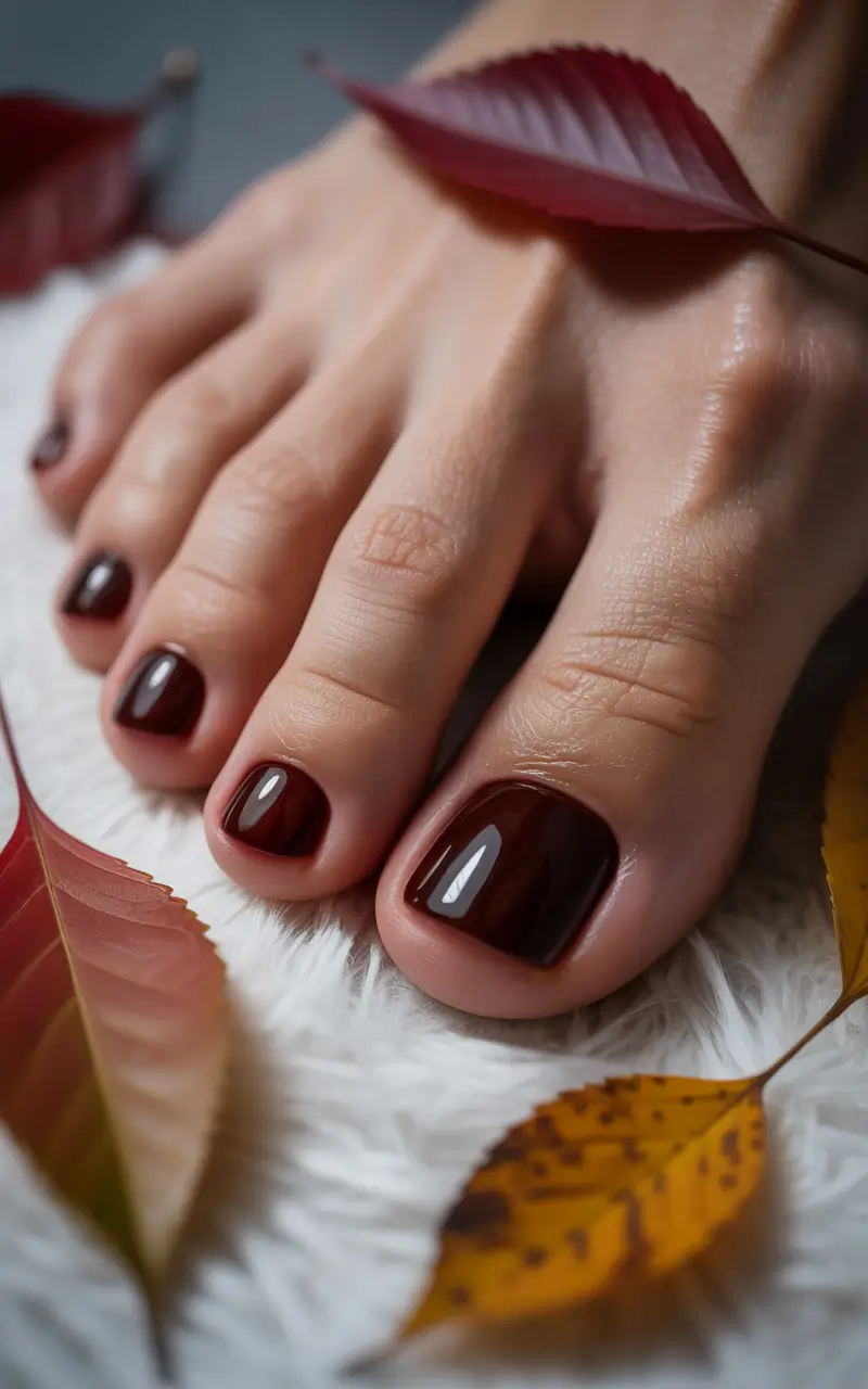 October toe nails Dark Cherry Elegance