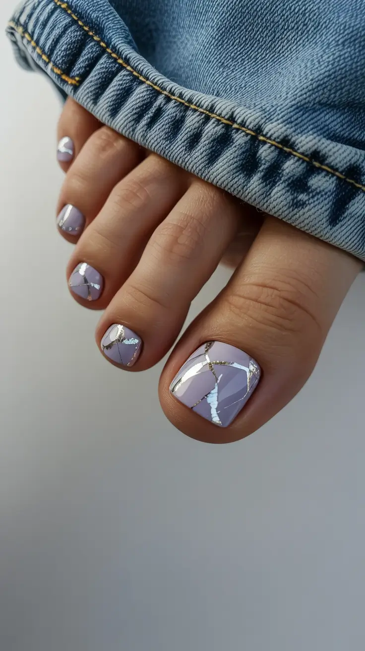 October toe nails Geometric Lavender Shine
