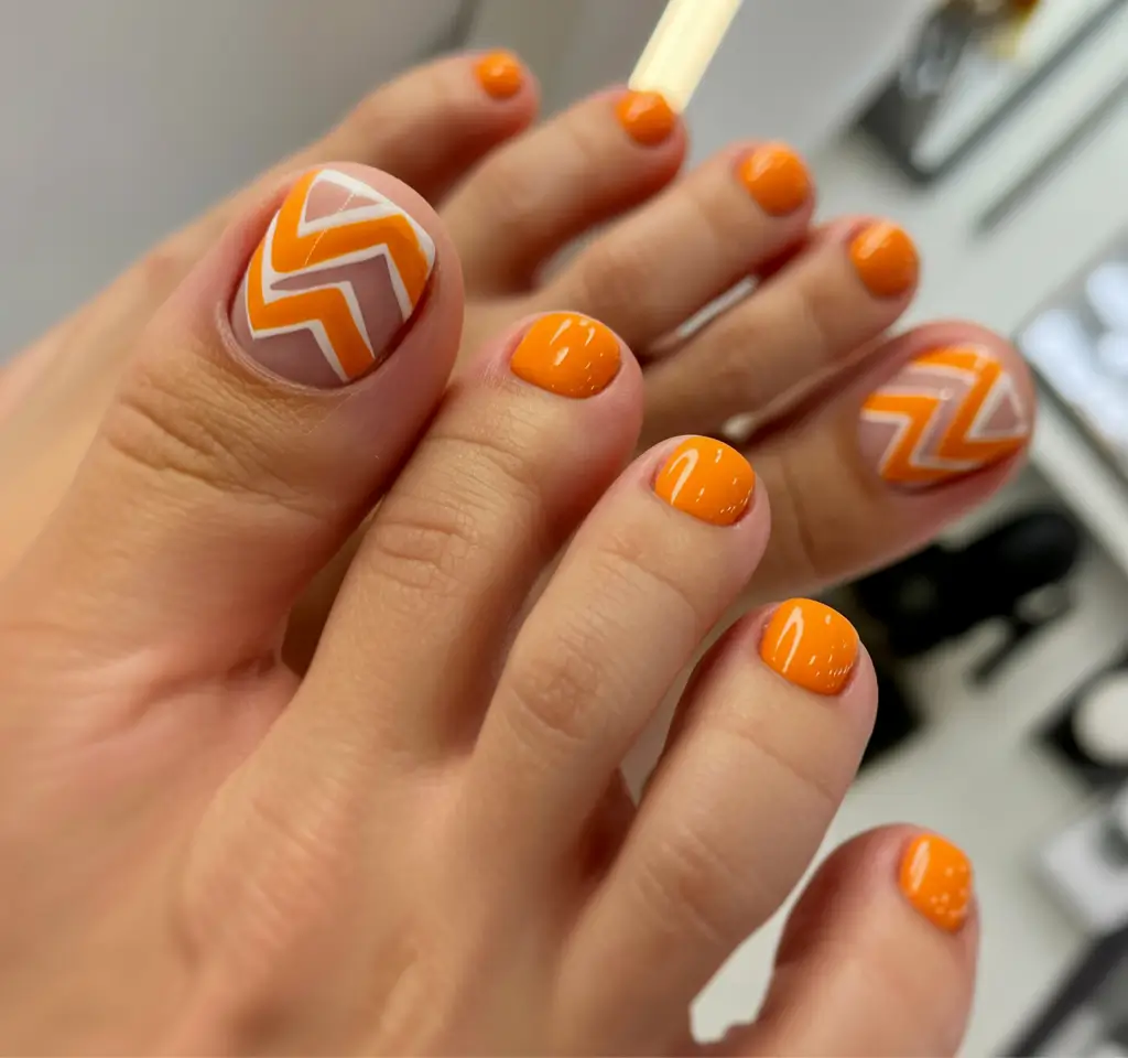 October toe nails Chevron Pumpkin Spice