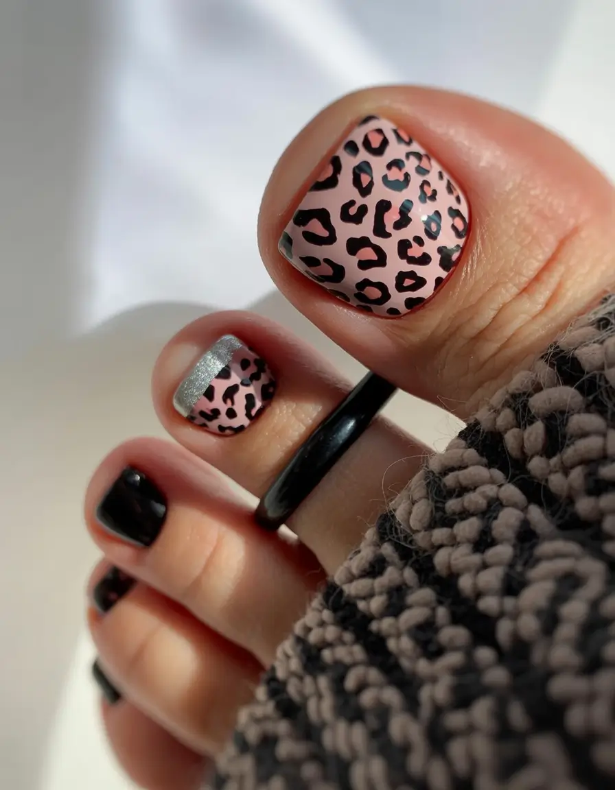 October toe nails Leopard Accent Glam