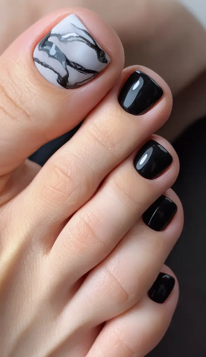 October toe nails Marble Noir Drama