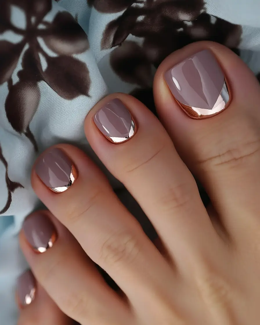 October toe nails Geometric Metallic Edge