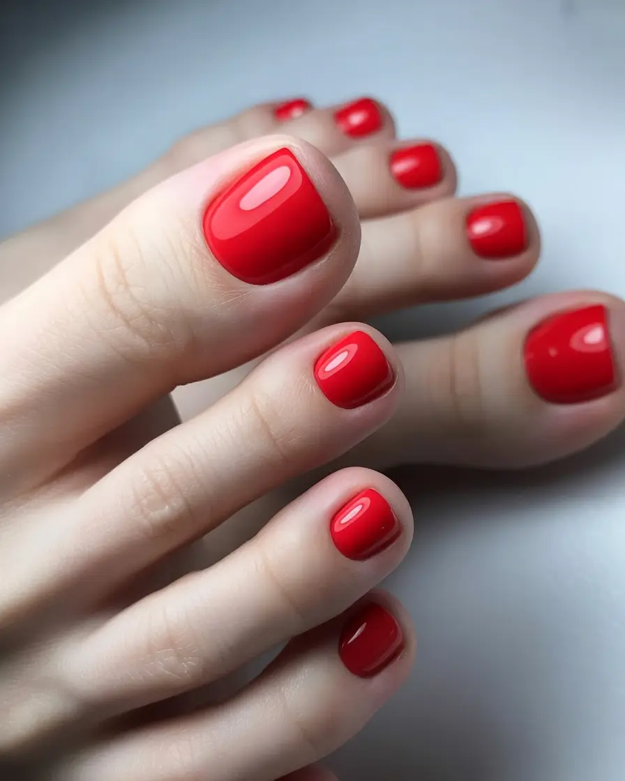 October toe nails Classic Red Allure