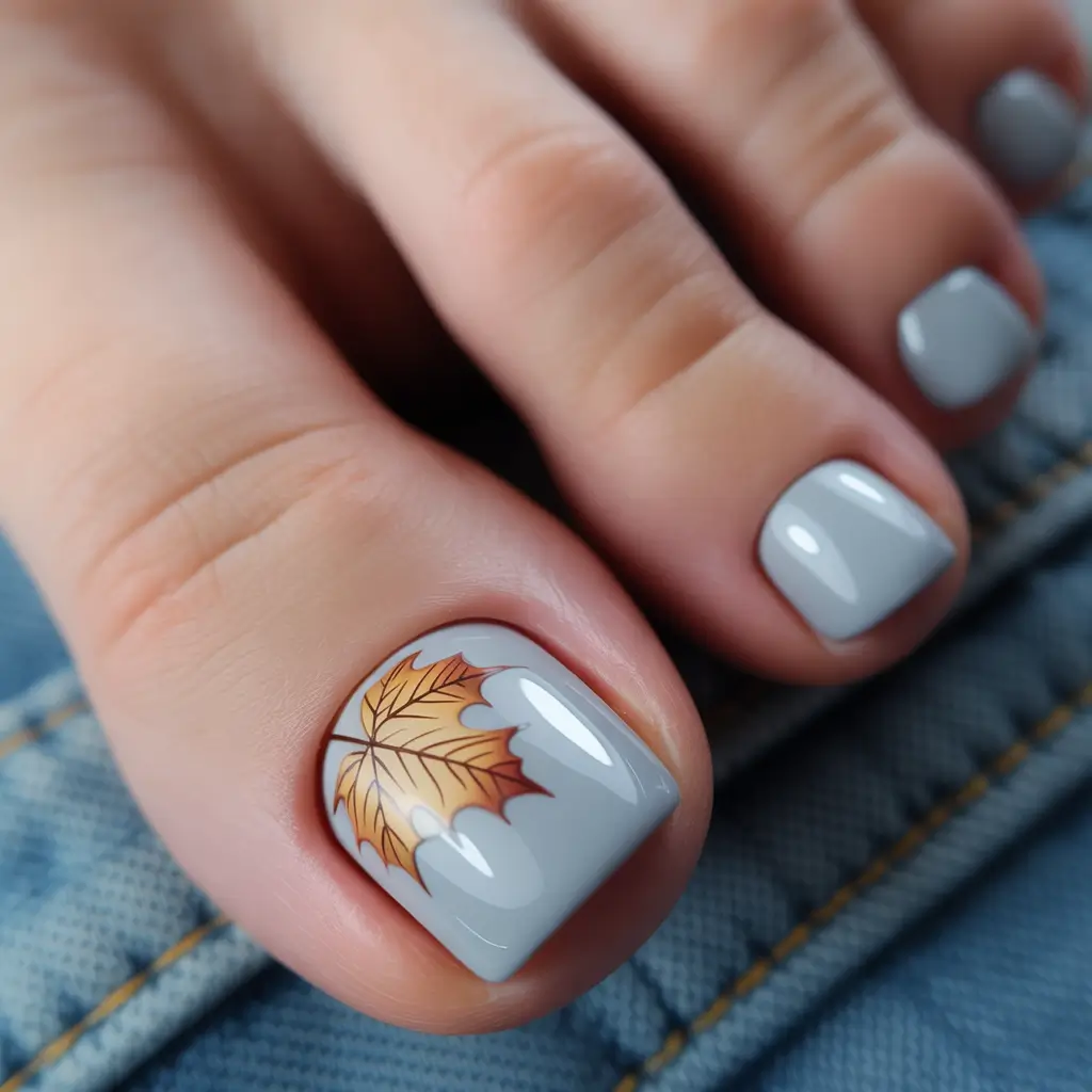 October toe nails Autumn Leaf Accent
