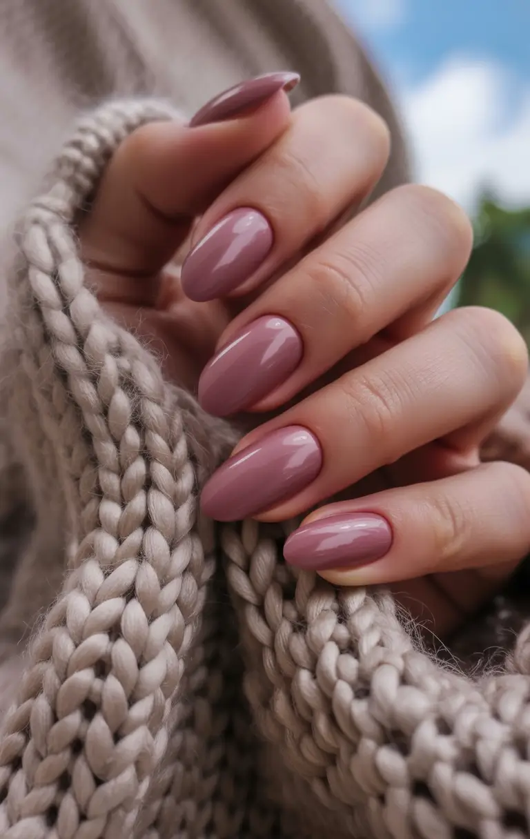 Dusty Rose Romance on almond nails