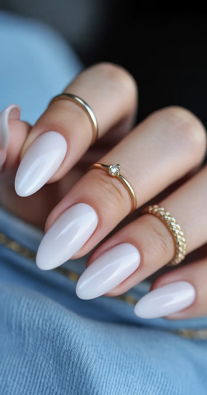 fall/winter nails color Frosty White Almonds