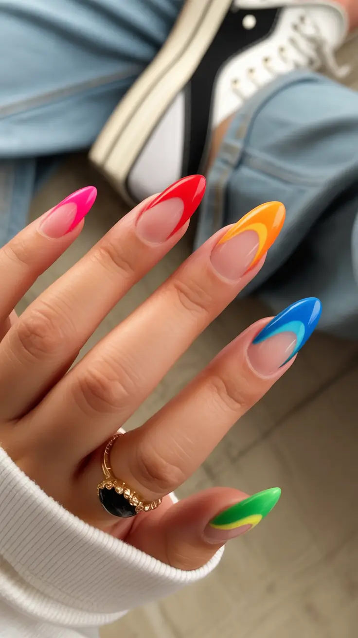 fall/winter nails color Rainbow Aura Tips