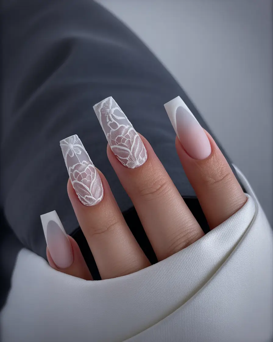 fall winter nails Whispers of Lace Elegance