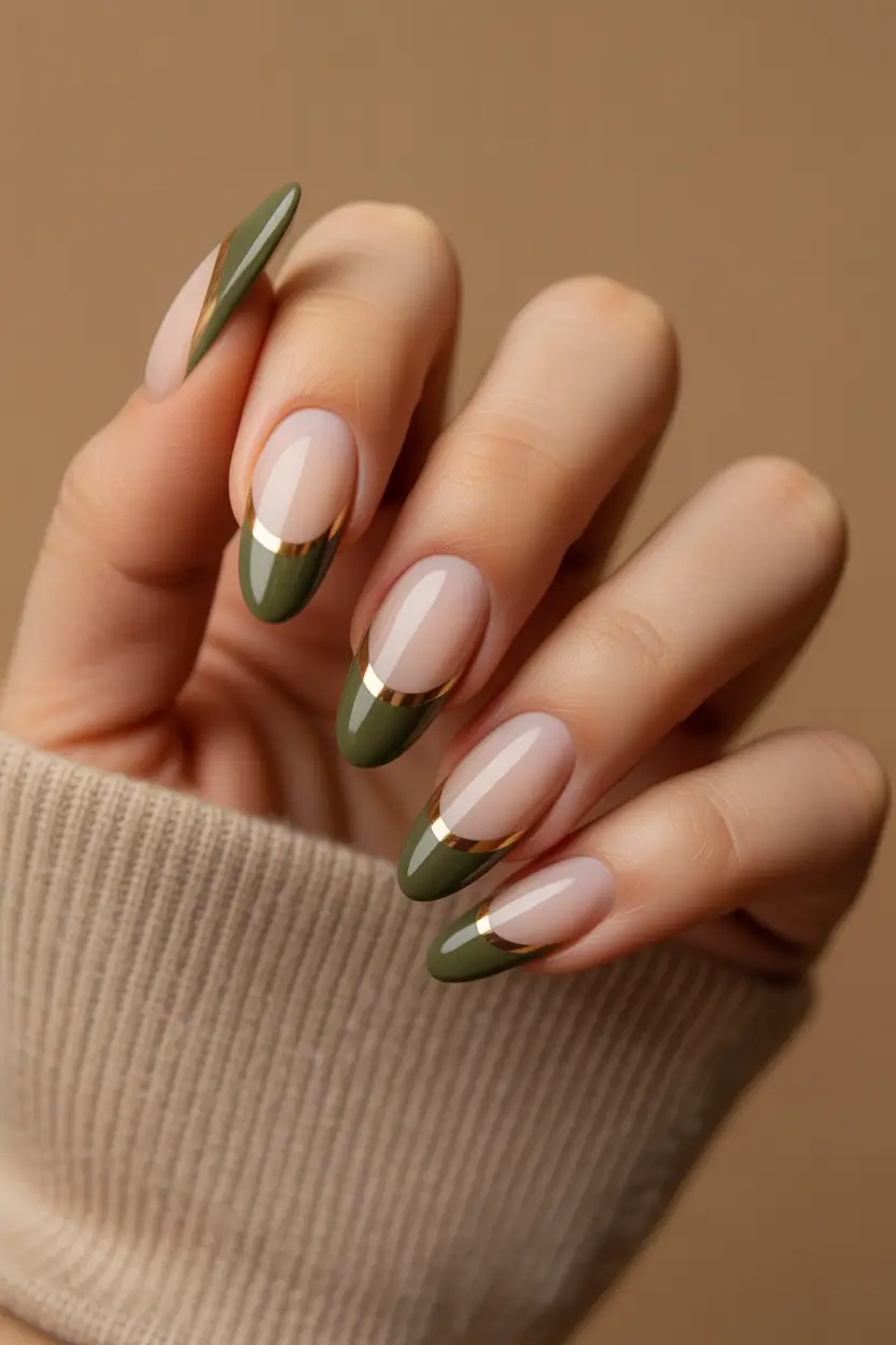 fall winter nails Olive French Perfection