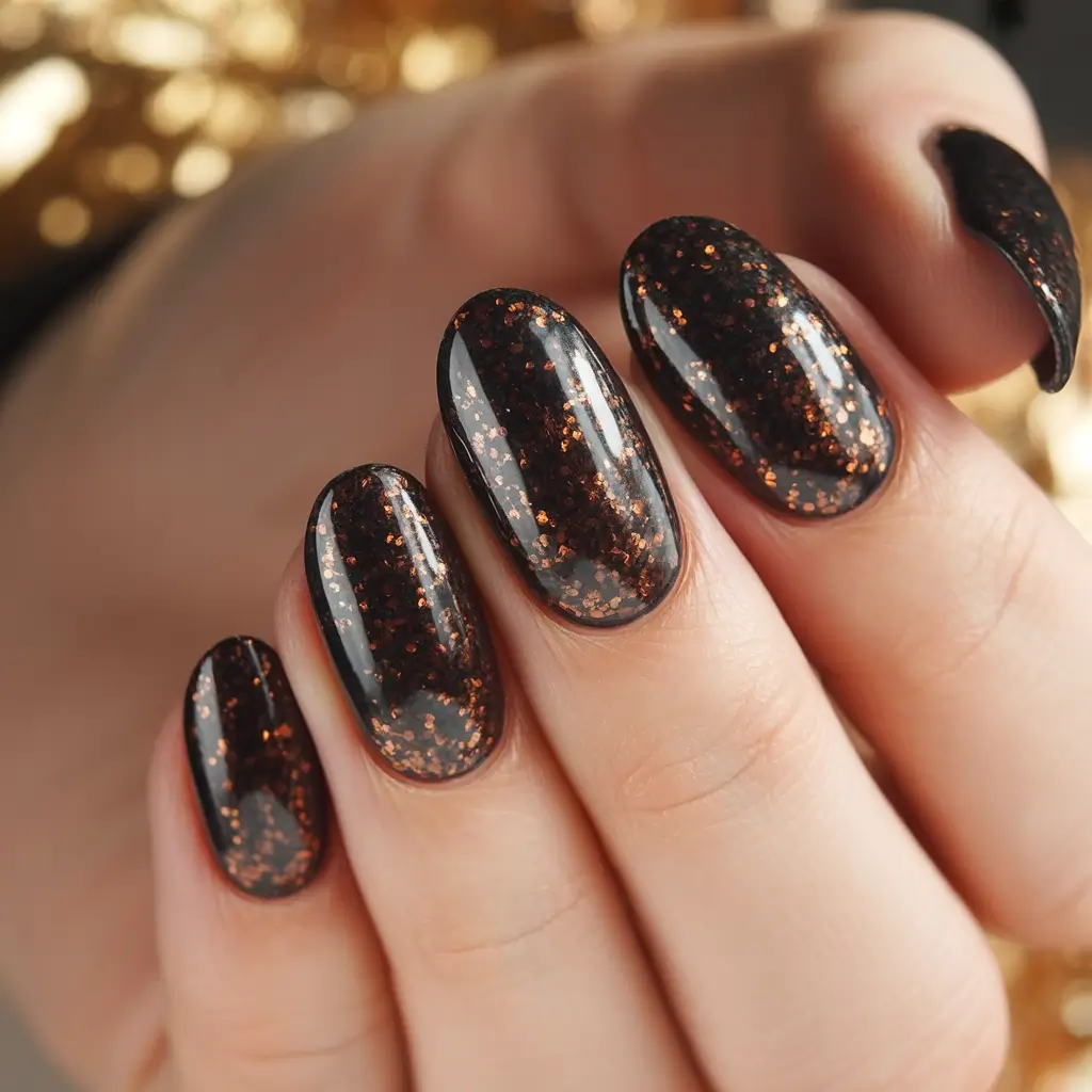 fall winter nails Molten Ember Sparkle