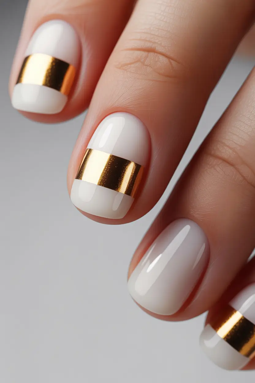 fall winter nails Golden Stripe Minimalism