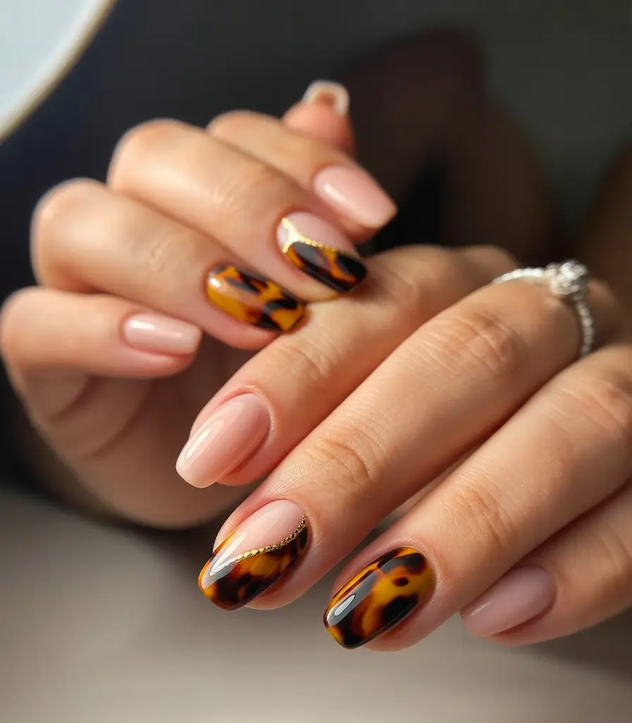 Fall Winter Nails Tortoiseshell Glam