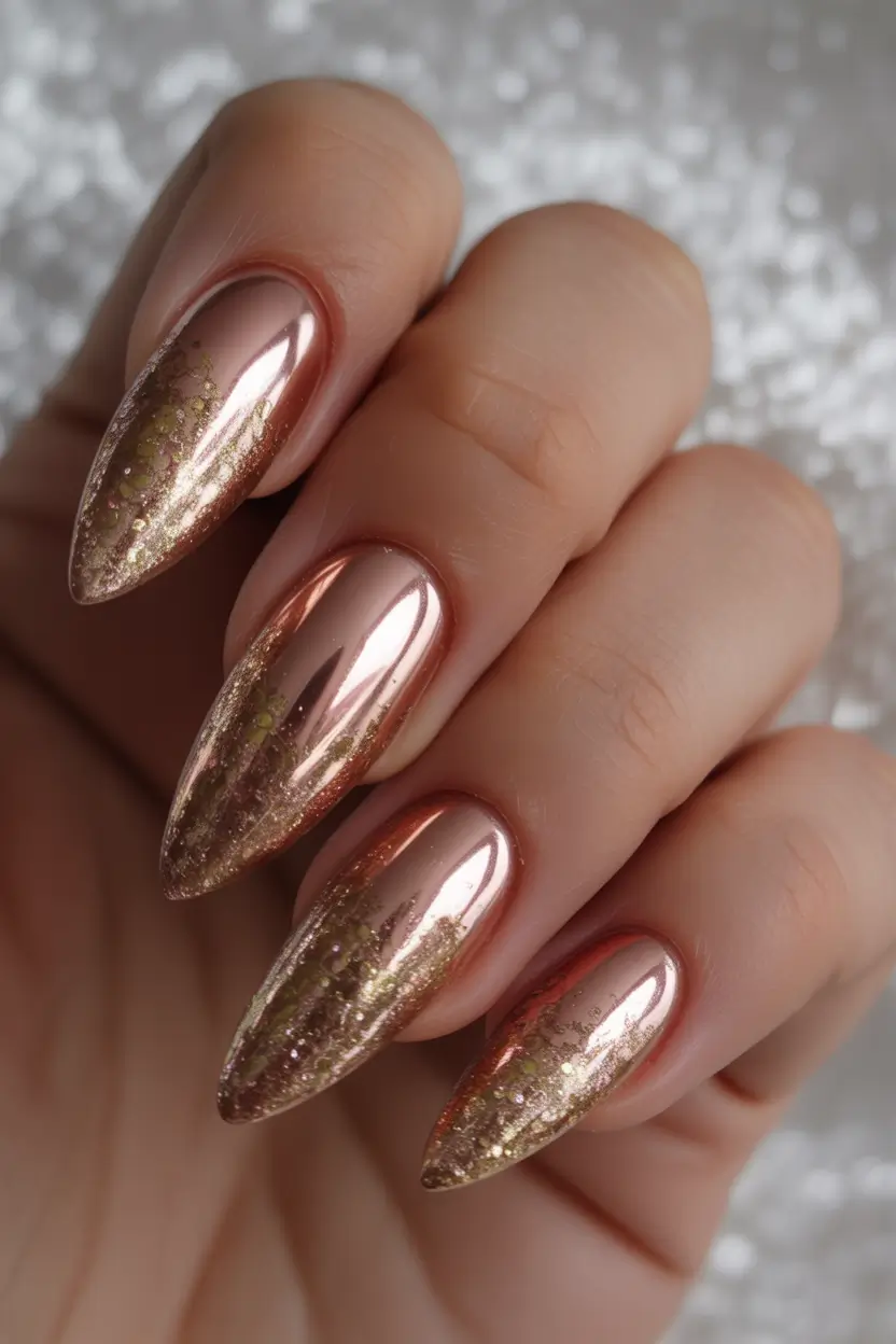 fall winter nails Rose Gold Drama
