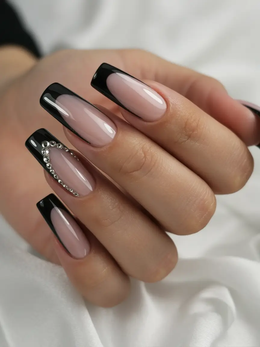 fall winter nails Black-Tipped Sophistication