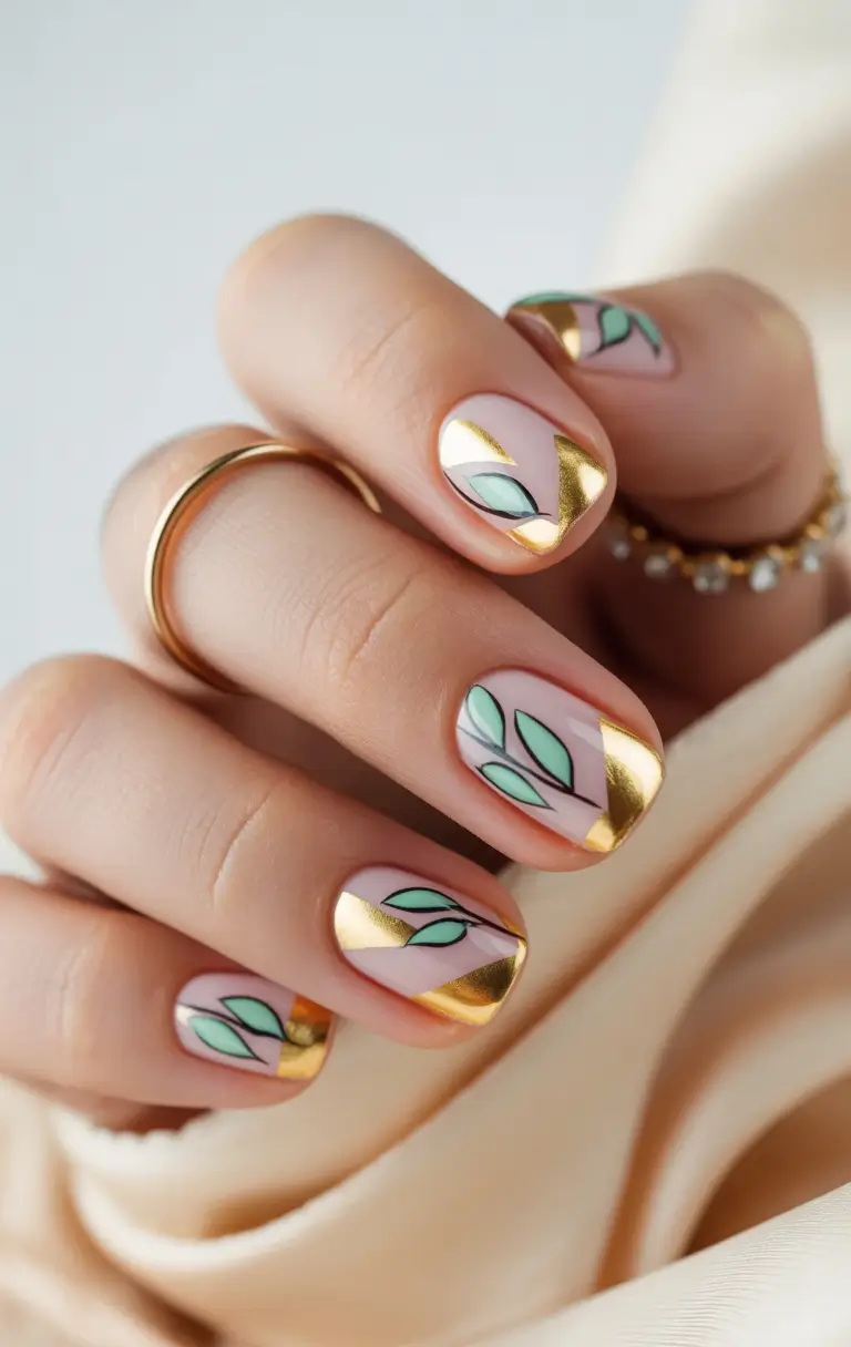 Fall Foil Accent Nails Foil & Leaf Accents