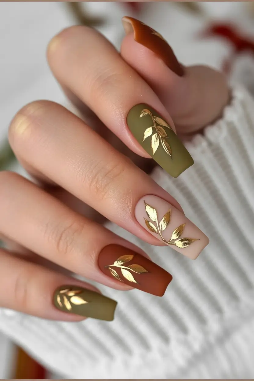 gold fall nails Autumn Harvest Gradient