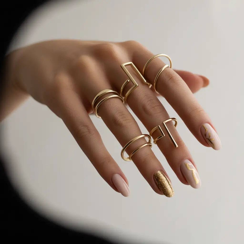 gold fall nails Modern Accent Gold