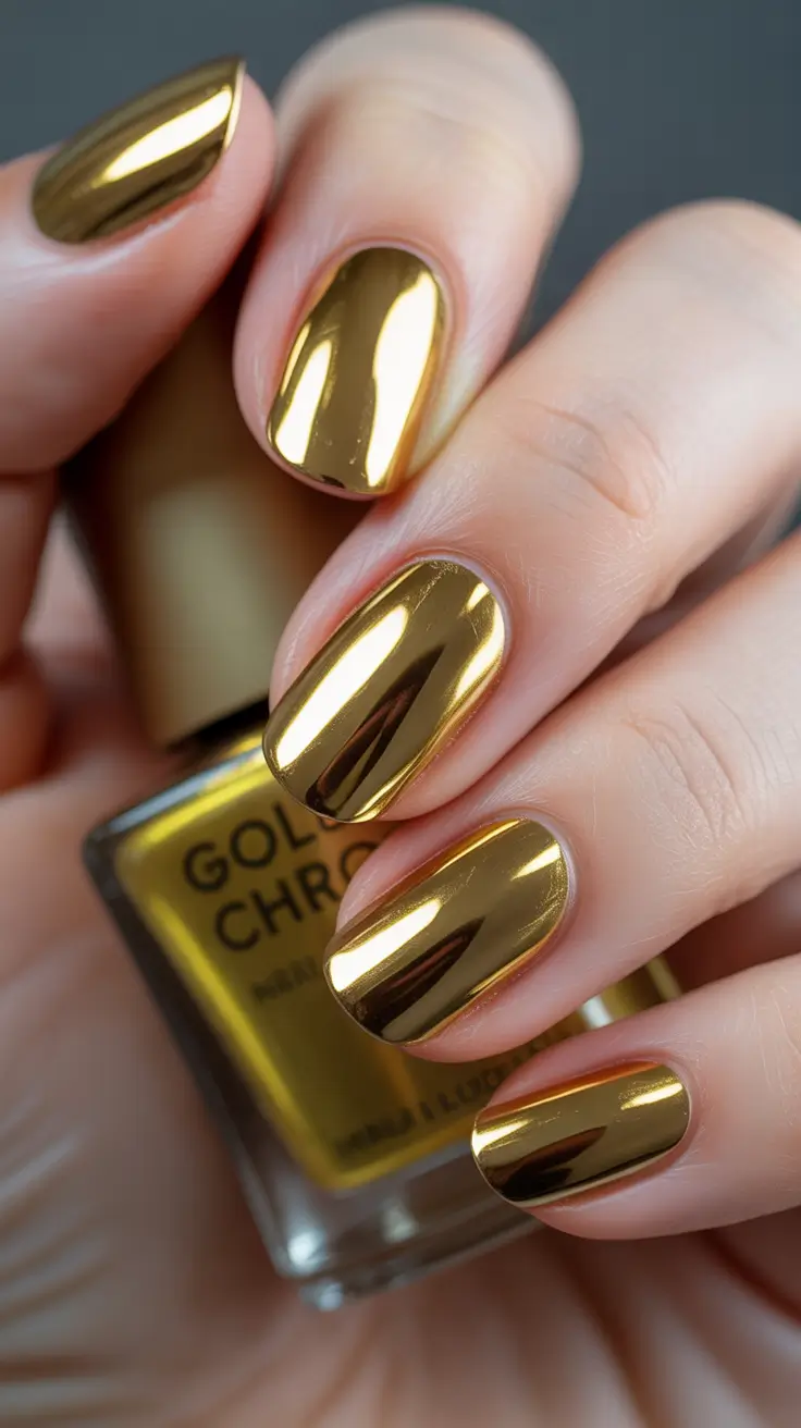 gold fall nails Liquid Gold Mirror Shine