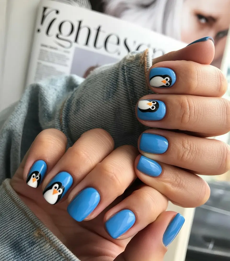October-nails-design-Playful-Penguins