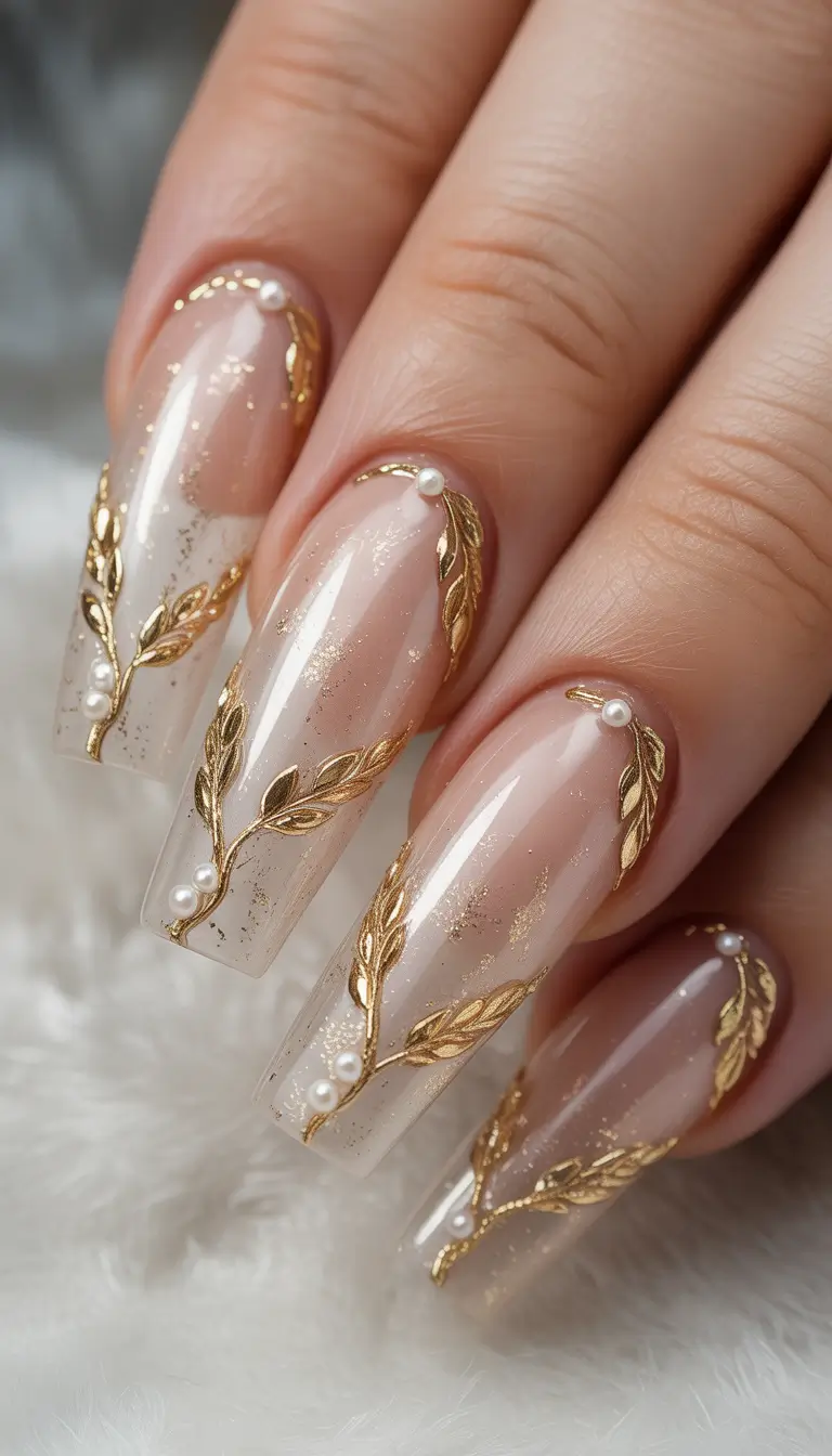 October-nails-design-Golden-Laurel-Elegance