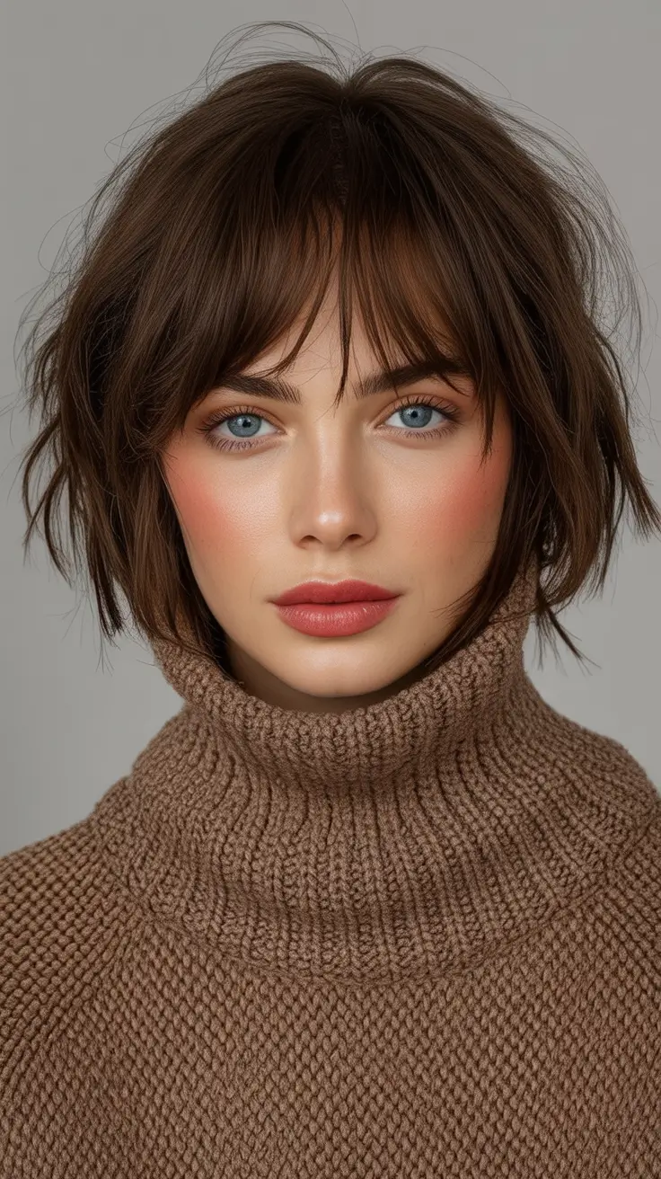 October haircuts Textured Bob With Curtain Bangs