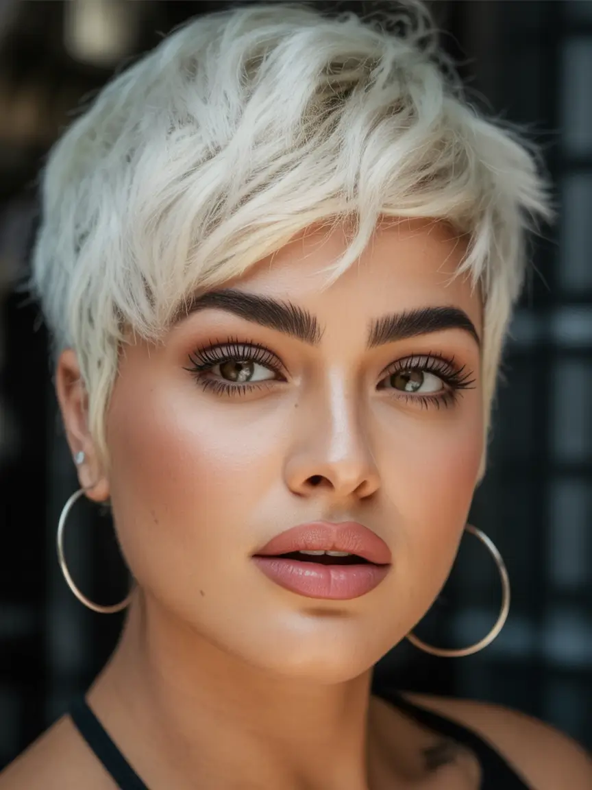 October haircuts Platinum Pixie With Texture