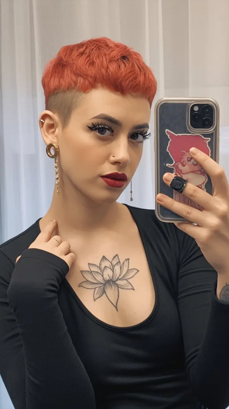 October haircuts Edgy Crimson Buzz Crop