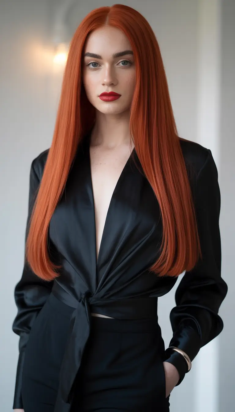 October haircuts Fiery Long Sleek Red