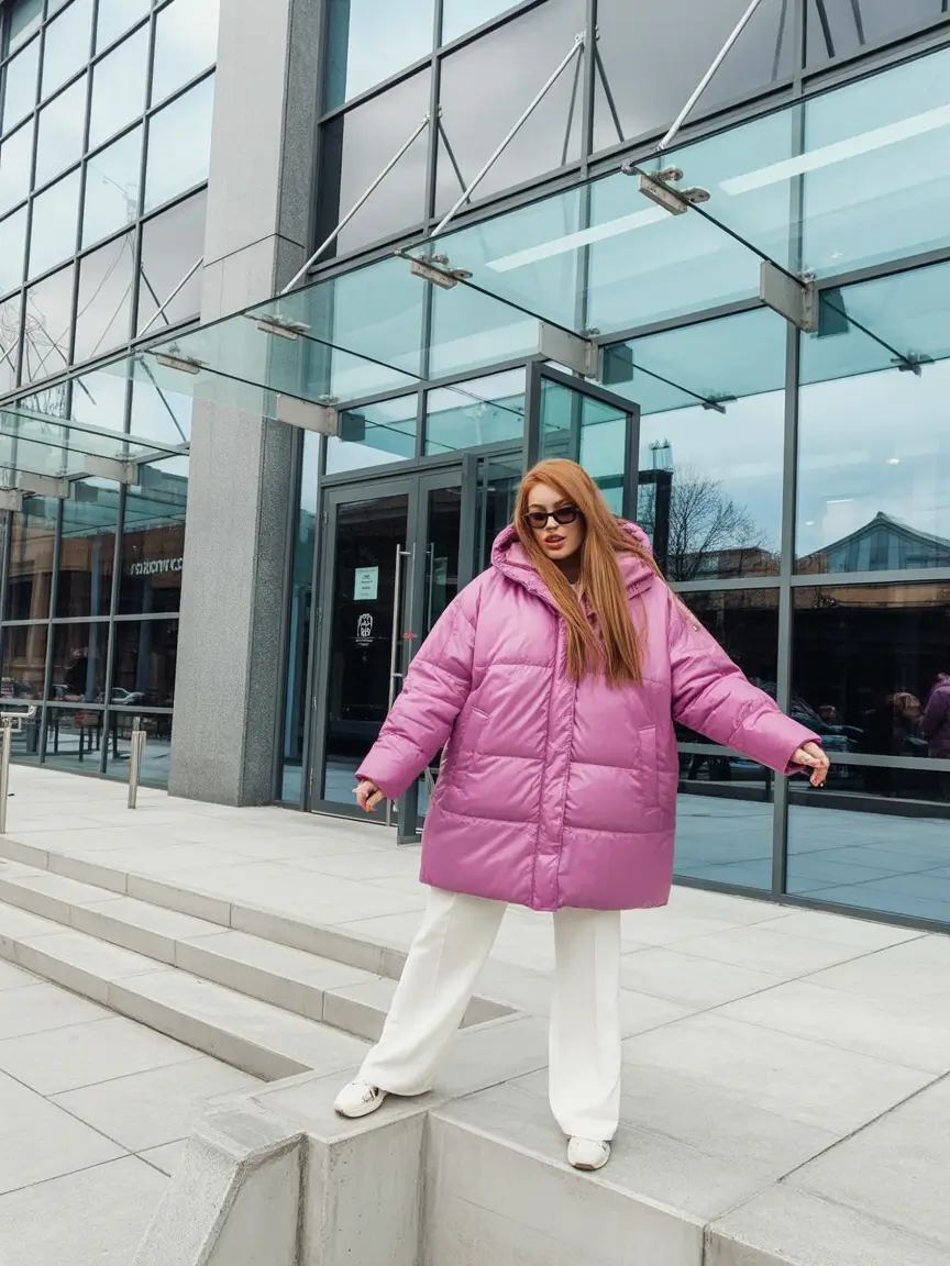 plus size winter outfits Playful Pink Puffer