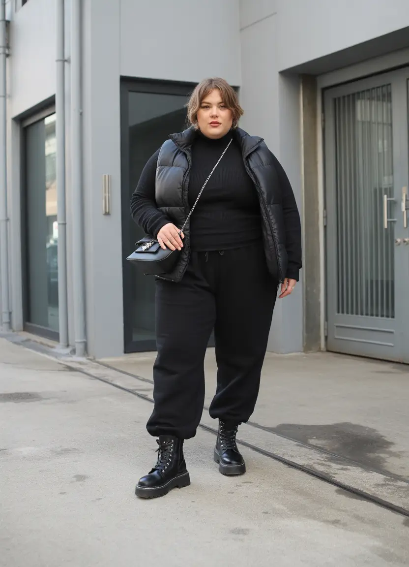 plus size winter outfits All-Black Street Energy