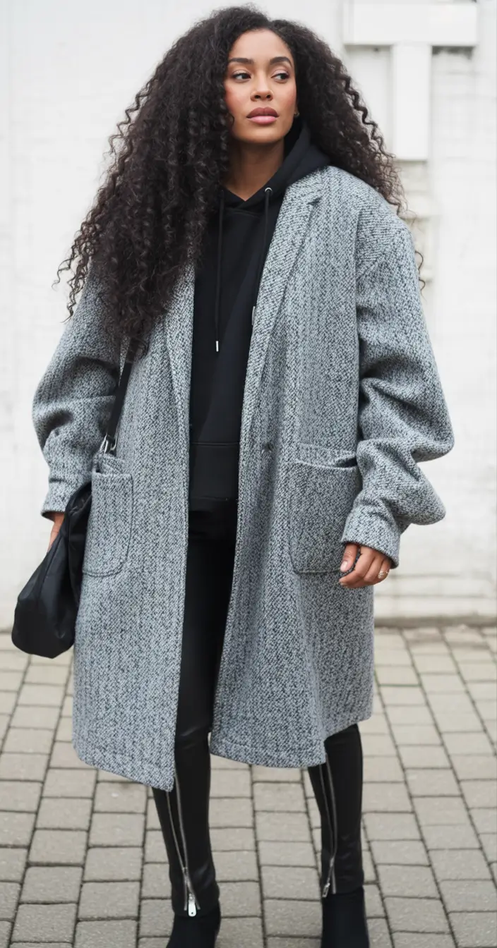 plus size winter outfits Grey Layers with Street Ease