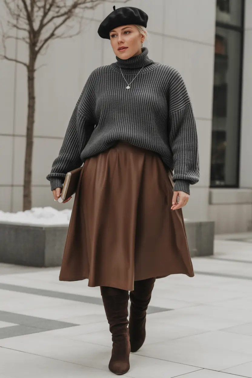 plus size winter outfits Parisian-Inspired Skirt Story