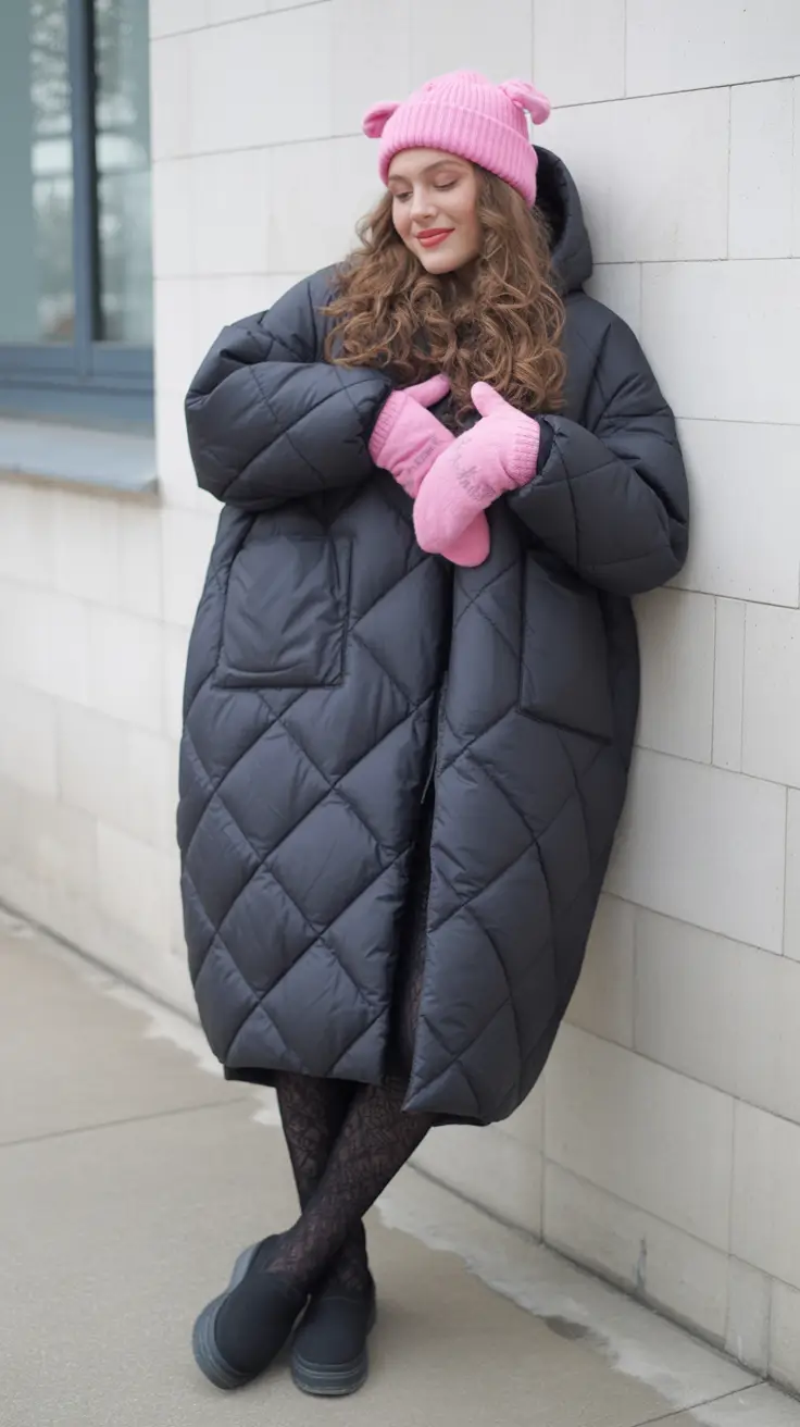 plus size winter outfits Playful Pink Winter Pop