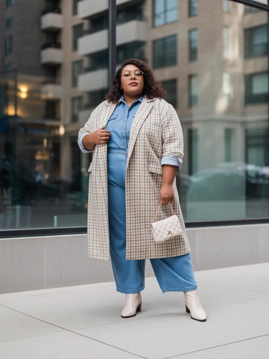 plus size winter outfits Denim-on-Denim Reinvented