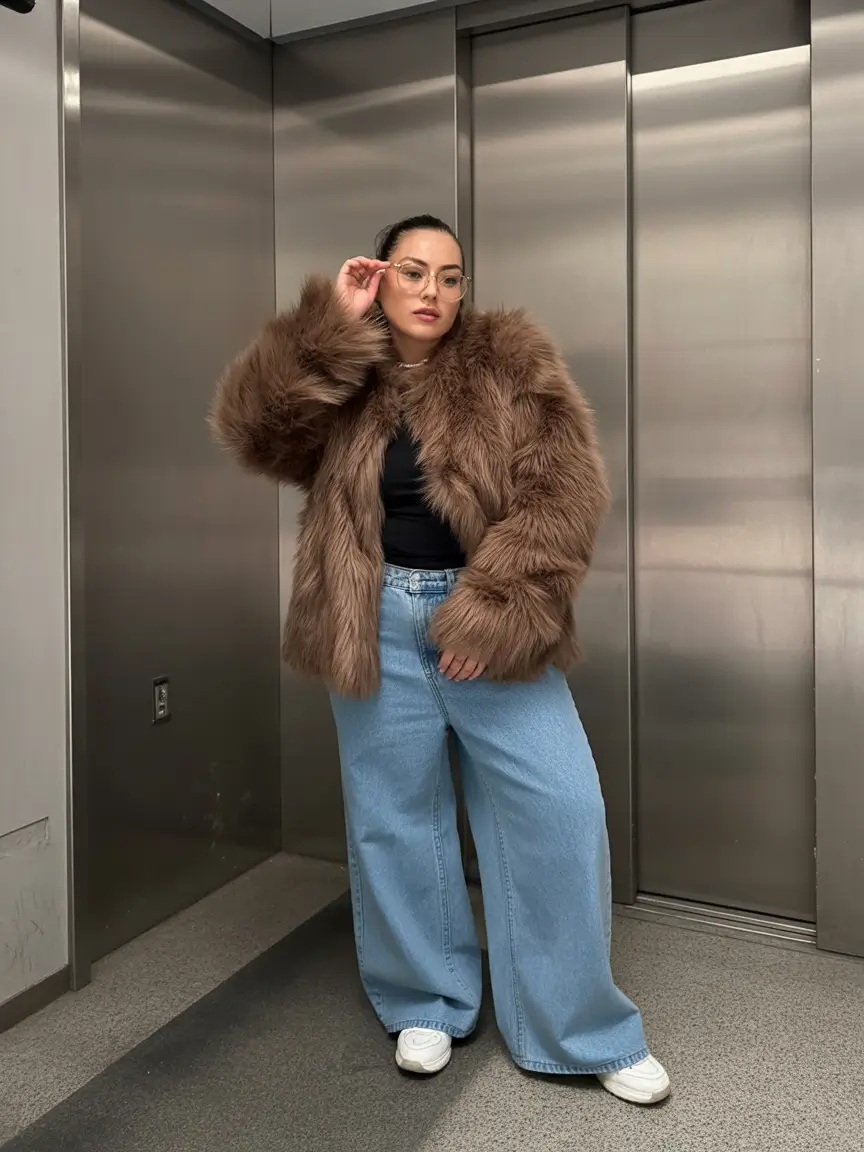 plus size winter outfits Faux Fur Street Confidence