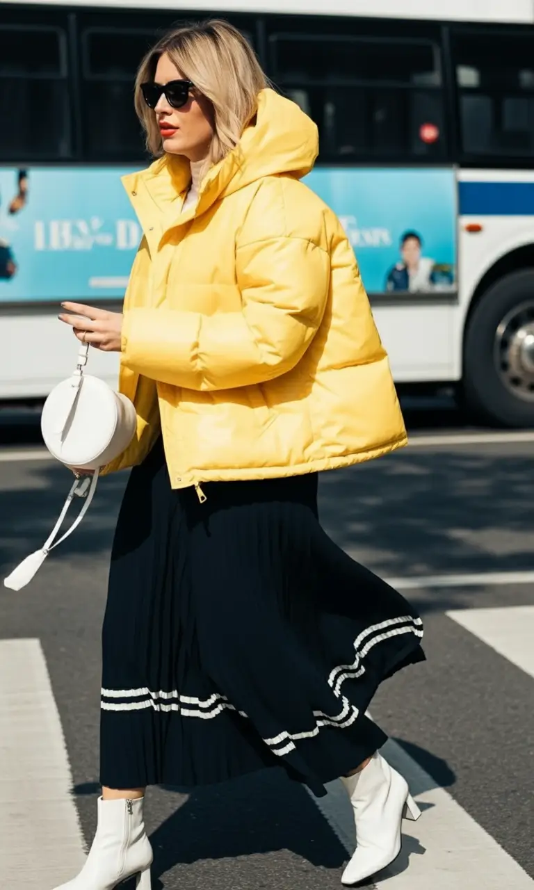 puffer jacket outfit Sunny Statement in Yellow