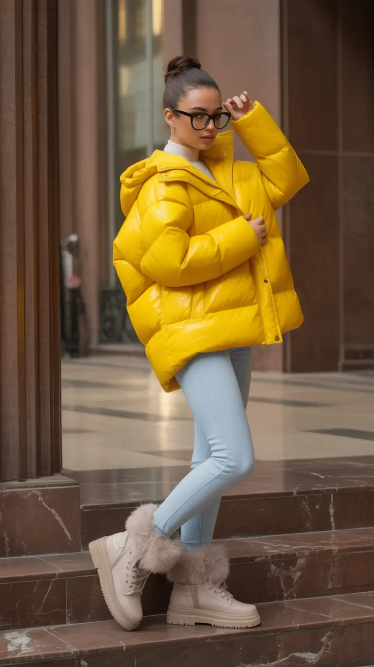 puffer jacket outfit Bright Yellow Playfulness
