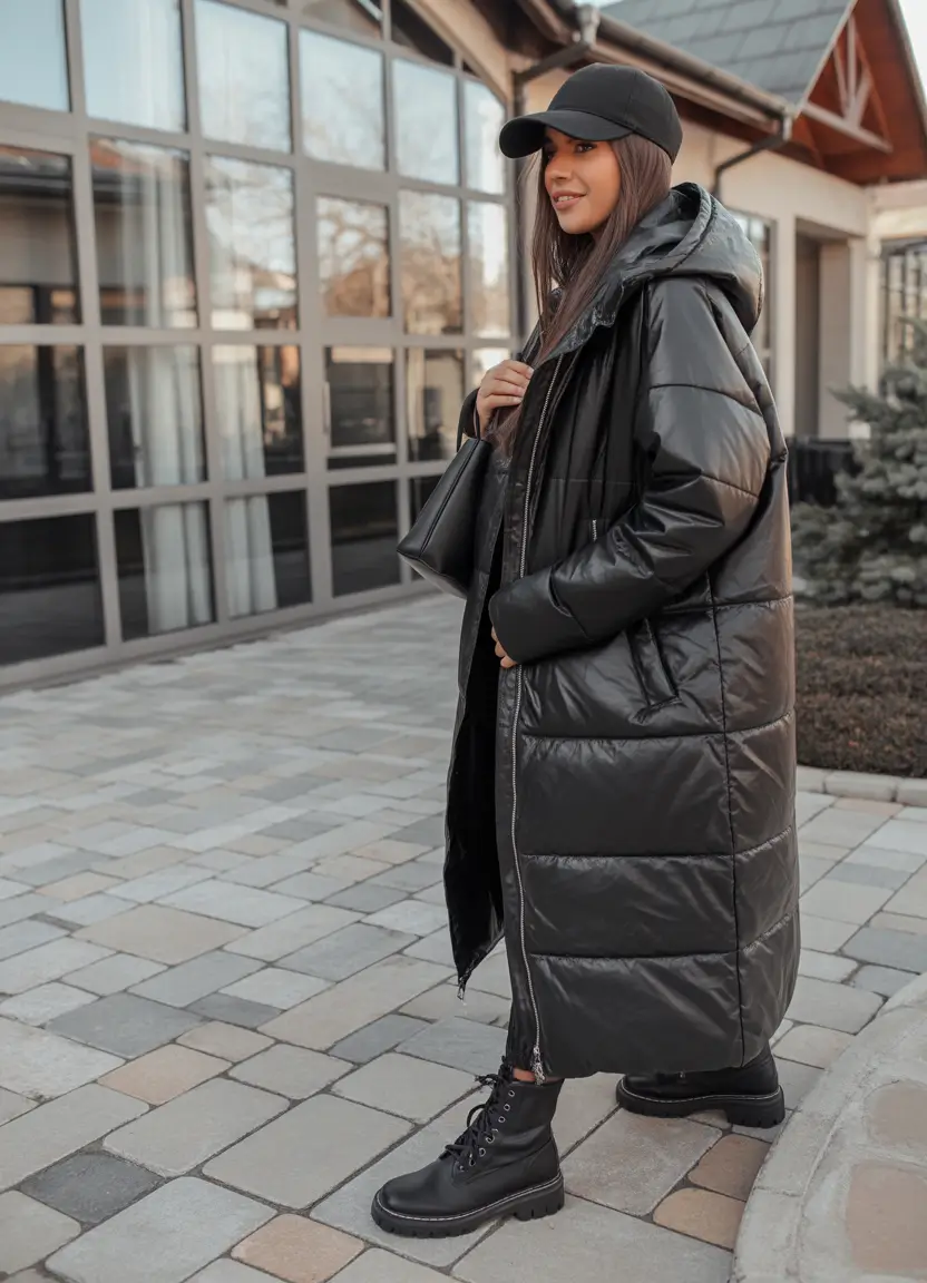 puffer jacket outfit Edgy All-Black Drama