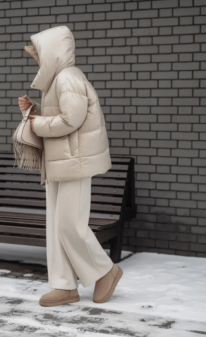 puffer jacket outfit Beige Winter Ease