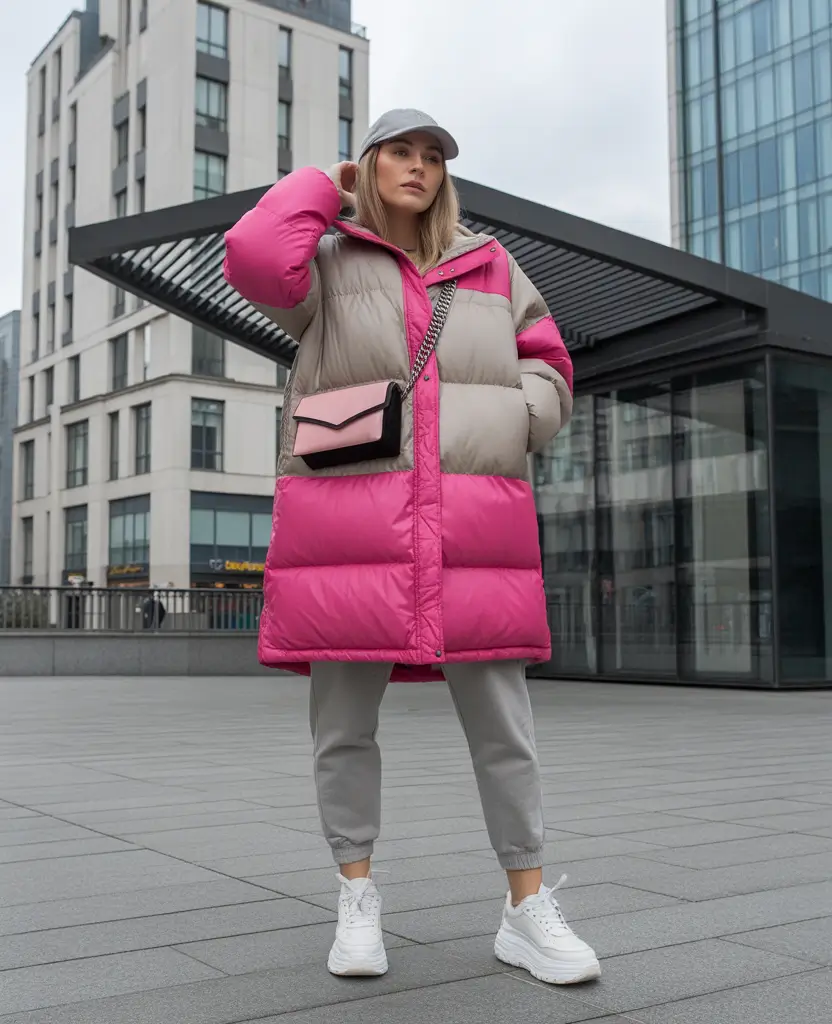 puffer jacket outfit Color-Block Energy