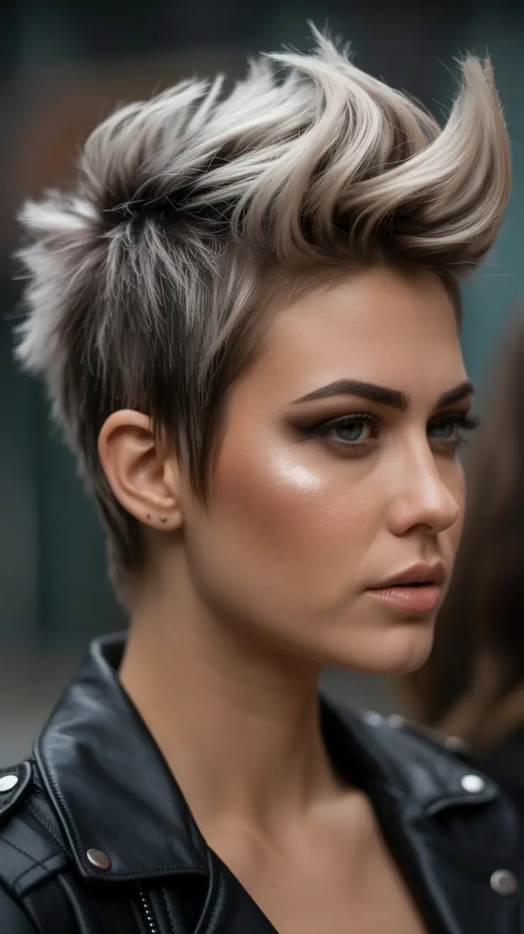short winter haircuts Metallic Quiff Pixie