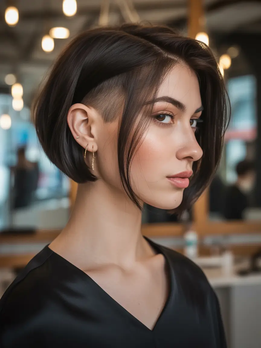 short winter haircuts Edgy Undercut Bob