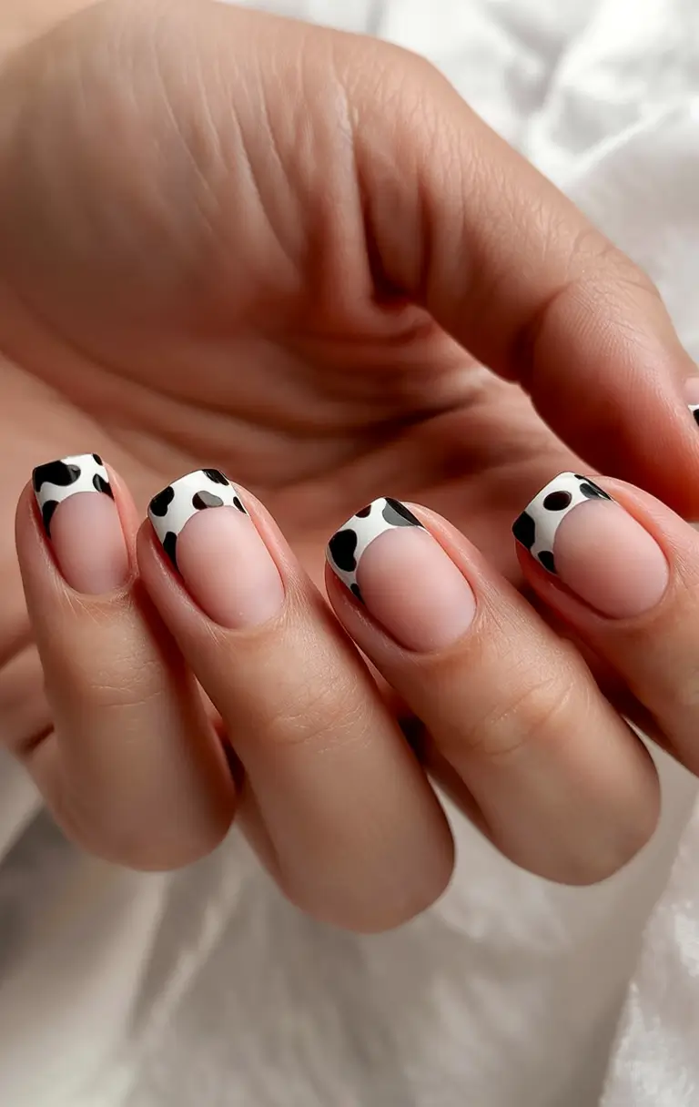 Fall Square Nails Chic Dalmatian French